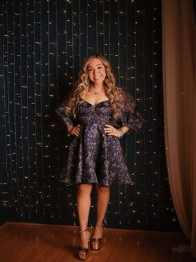 Selkie x Free People Long Sleeve Dress Navy Floral